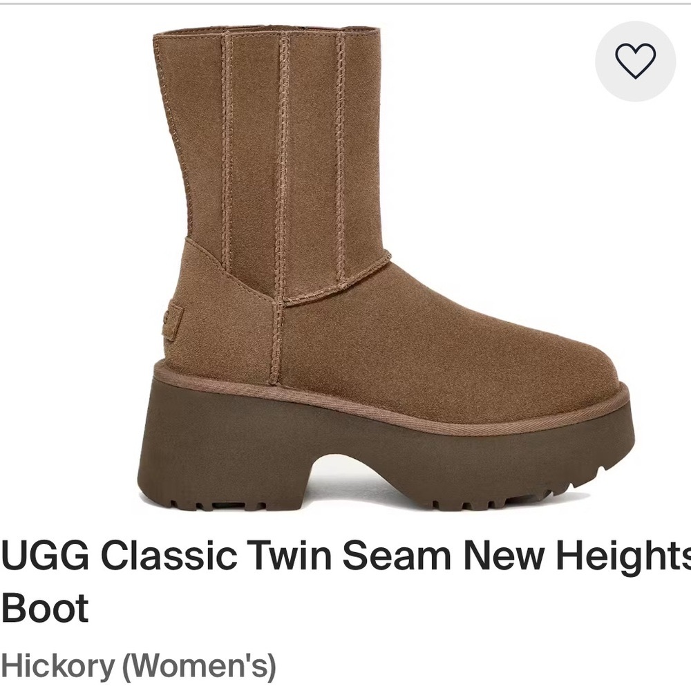 UGG Classic Twin Seam New Heights  Boots Sz 8 in Hickory (Brand New w/o Box)